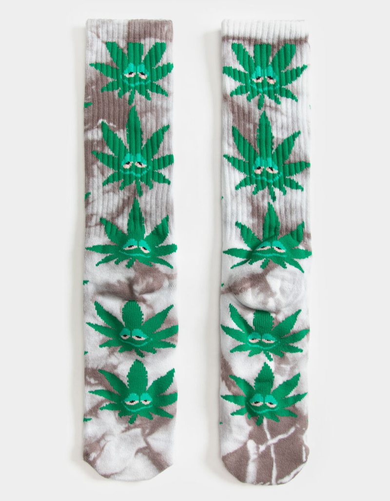 HUF Green Buddy Mens Tie-Dye Crew Socks image number 1