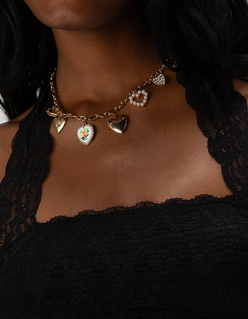 FULL TILT Multi Heart Charm Necklace image number 4