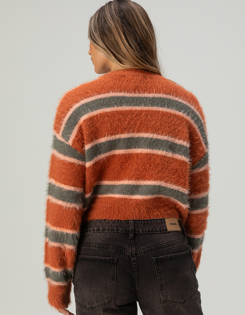FULL TILT Fuzzy Striped Womens Sweater image number 3