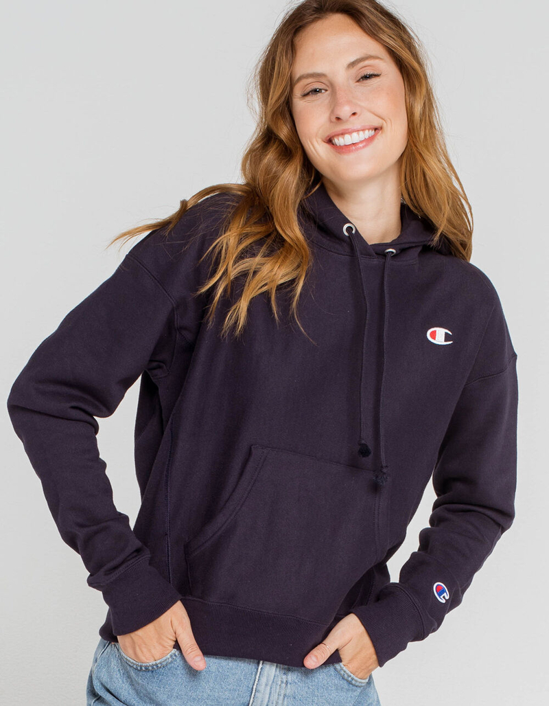 CHAMPION Reverse Weave Womens Navy Hoodie image number 0