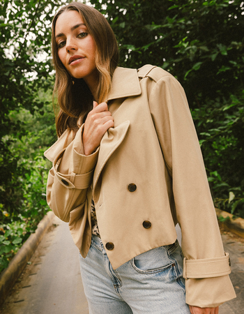RSQ Womens Crop Trench Coat Primary Image