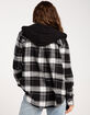 LOVE TREE Sherpa Lined Hood Womens Flannel Shirt image number 3