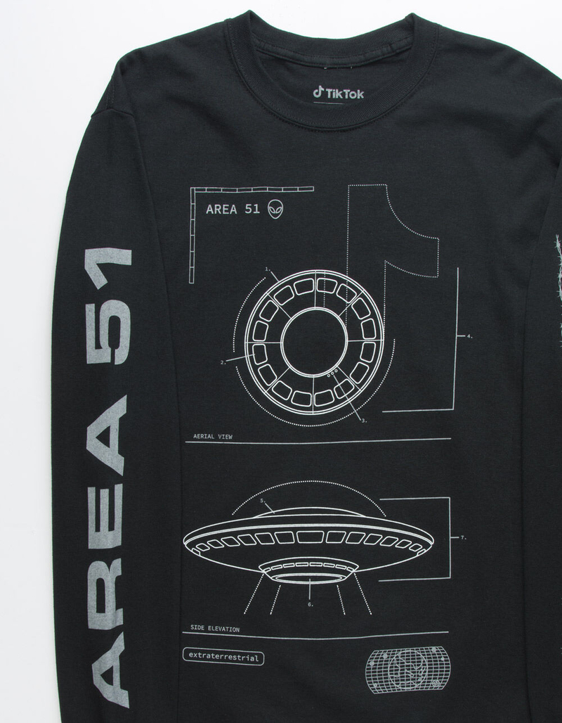 TikTok x Tillys Area 51 UFO Blueprint Mens T-Shirt image number 2