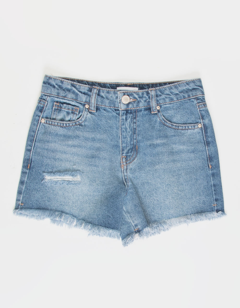 RSQ Girls Vintage High Rise Destruct Denim Shorts MEDIUM WASH Tillys