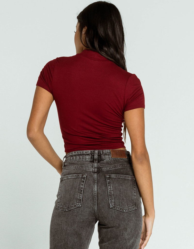 DESTINED Mock Neck Womens Cabernet Tee image number 2