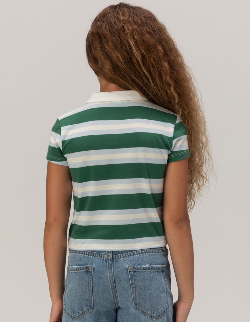RSQ Girls Rugby Stripe Polo Shirt image number 3