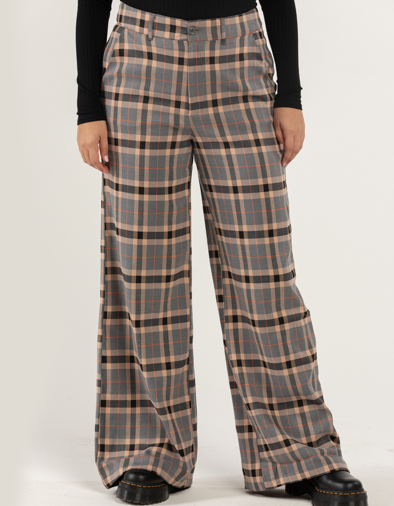 RSQ Womens Wide Leg Plaid Pants image number 5