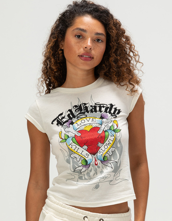 ED HARDY Love Kills Slowly Womens Cap Sleeve Tee Primary Image