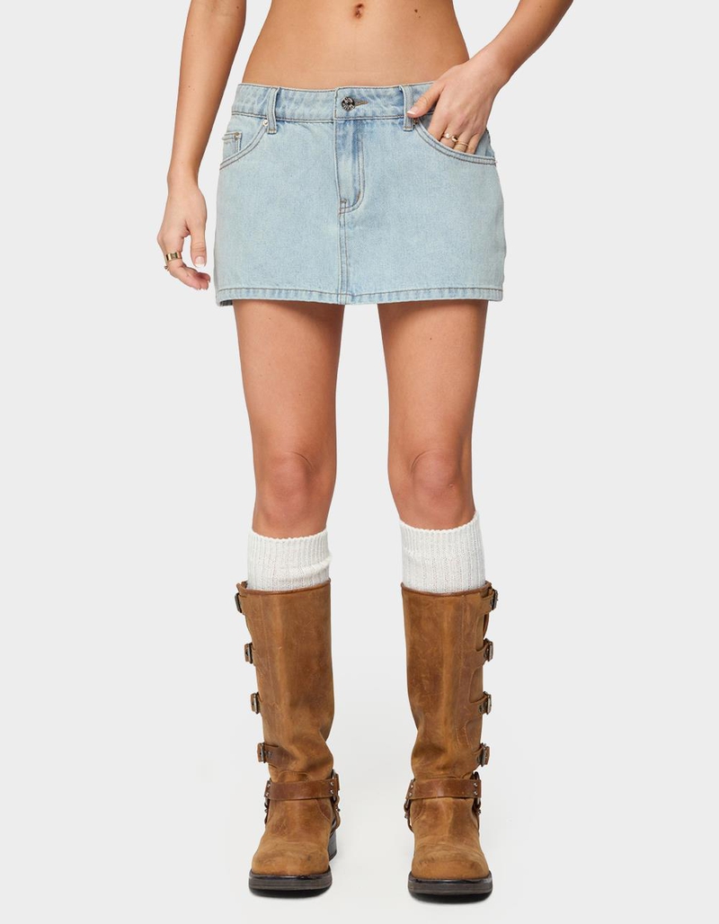 EDIKTED Petite Chiara Denim Micro Skirt image number 0
