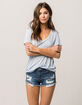 RSQ Venice Mid Rise Womens Ripped Denim Shorts image number 1