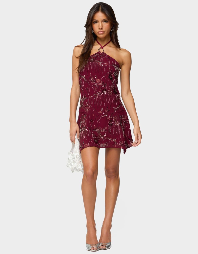 EDIKTED Adria Bead & Sequin Mini Dress image number 4