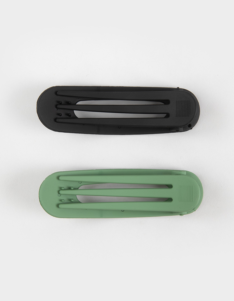 FULL TILT 2 Pack Flat Oval Rubberized Hair Clips image number 1