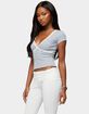 EDIKTED Alvera Lacey Striped V-Neck Top image number 2
