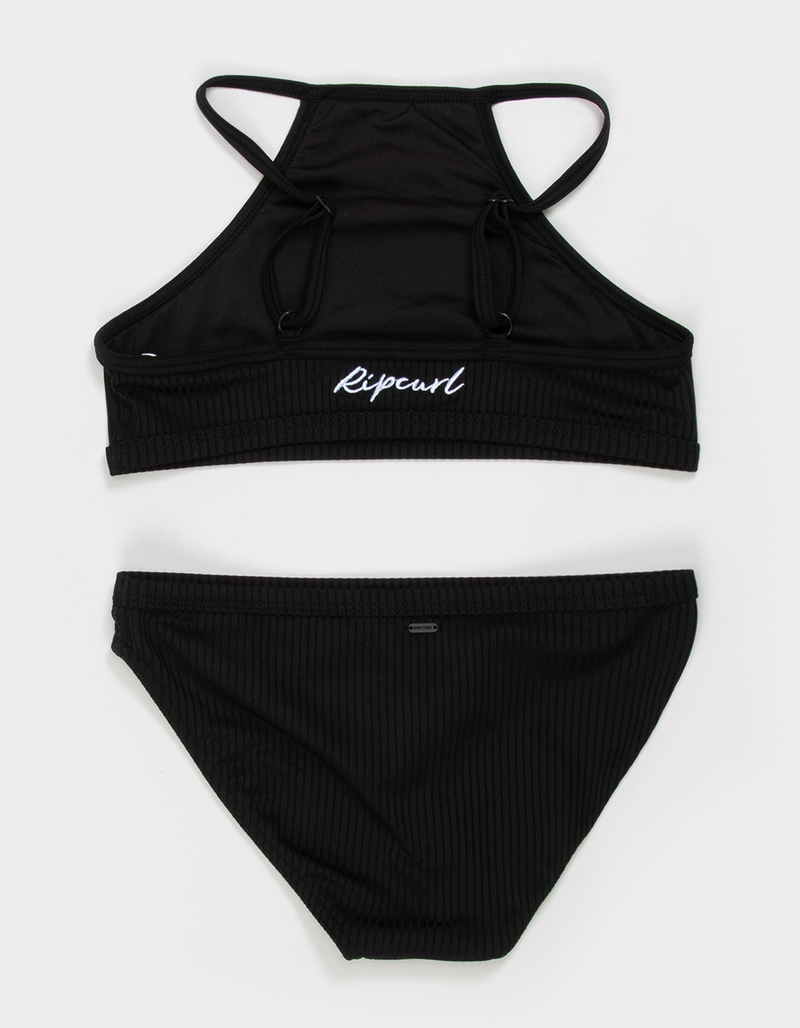 RIP CURL Premium Rib Girls High Neck Bikini Set - BLACK