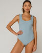 IVY & MAIN Ruffle Strap Womens Light Blue Bodysuit image number 1