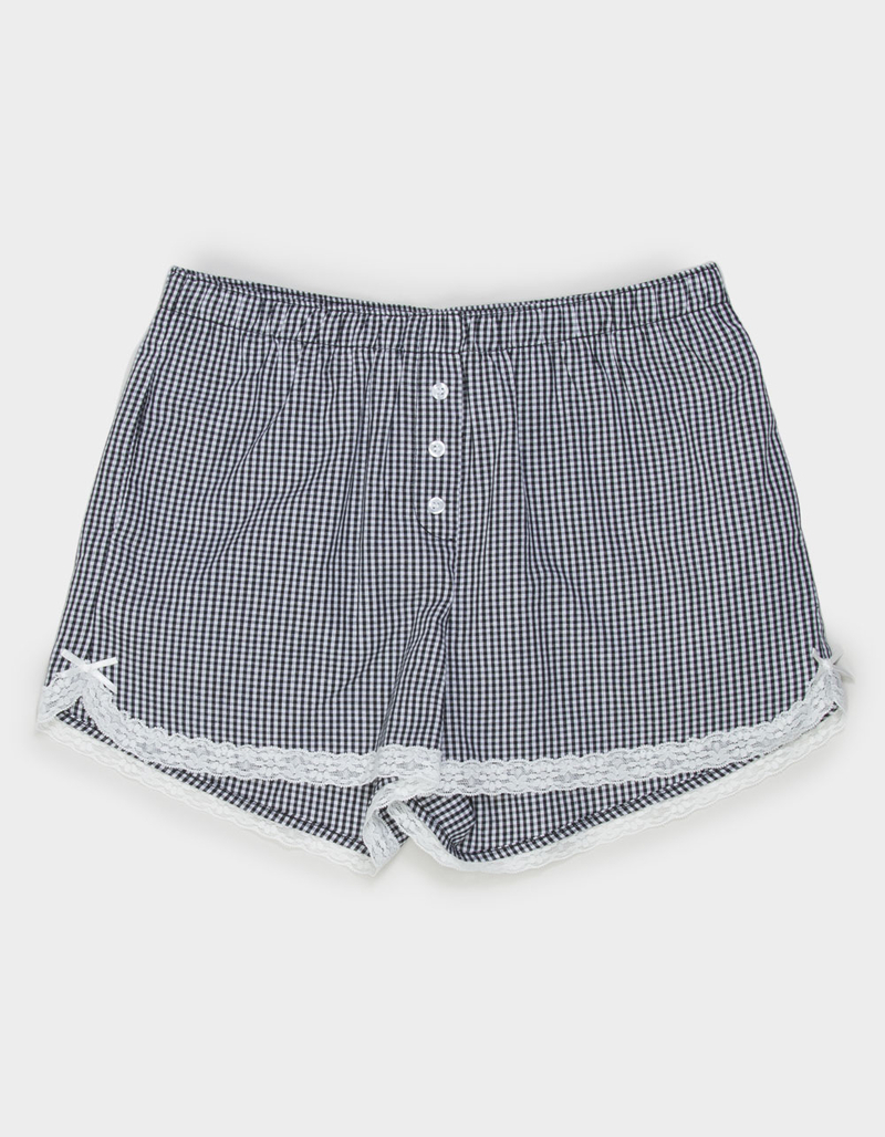 FULL TILT Gingham Lace Trim Girls Shorts image number 0