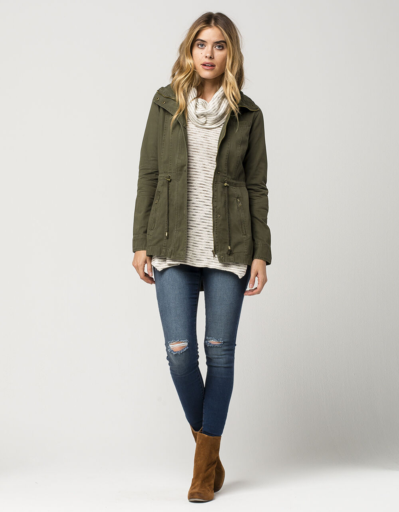 FULL TILT Hooded Twill Womens Anorak Jacket image number 3