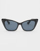 Rhinestone Plastic Cat Eye Black Sunglasses image number 2