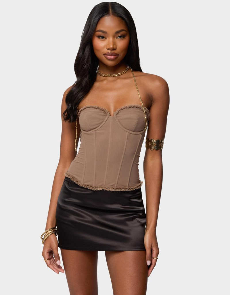 EDIKTED Deirdre Mesh Lace Up Corset image number 0