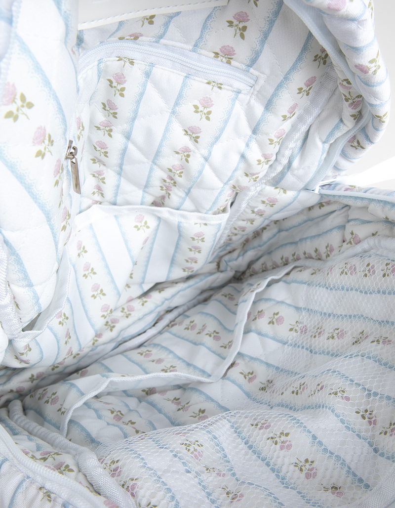 TILLYS Quilted Floral Stripe Backpack image number 9