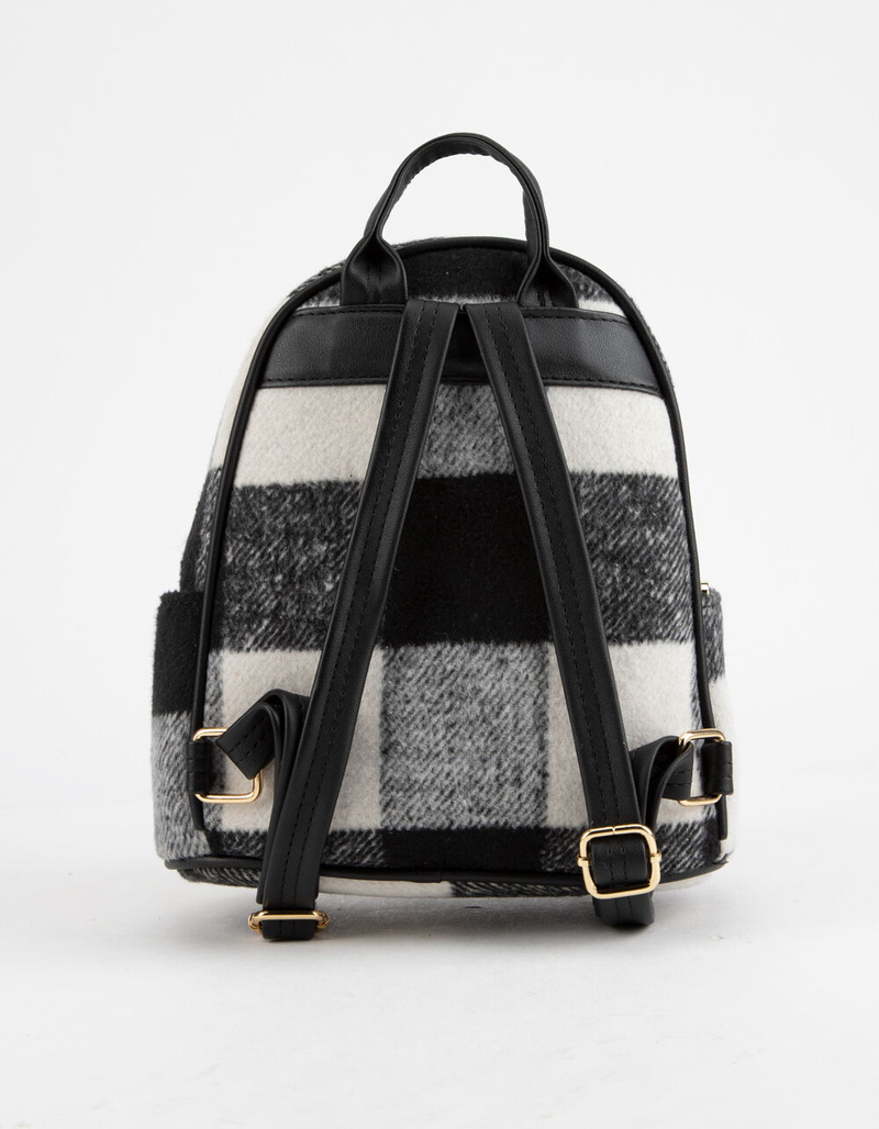 Plaid Black & White Mini Backpack image number 2
