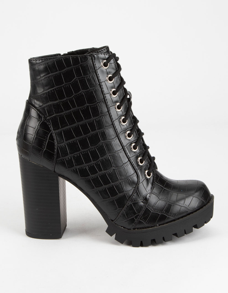 SODA Croc Lace Up Womens Booties image number 1