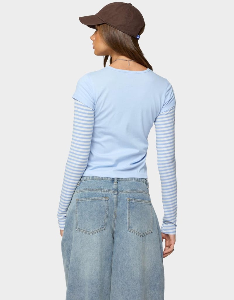 EDIKTED Stripey Layered Long Sleeve Tee image number 2