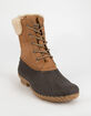 WILD DIVA Shearling Lace Up Tan & Navy Womens Weather Boots image number 2