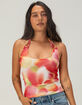 FULL TILT Womens Beaded Mesh Halter Top image number 1