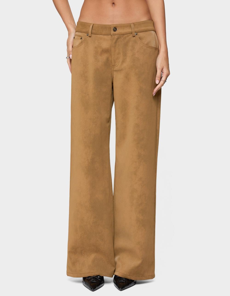 EDIKTED Stacey Low Rise Faux Suede Pants image number 0