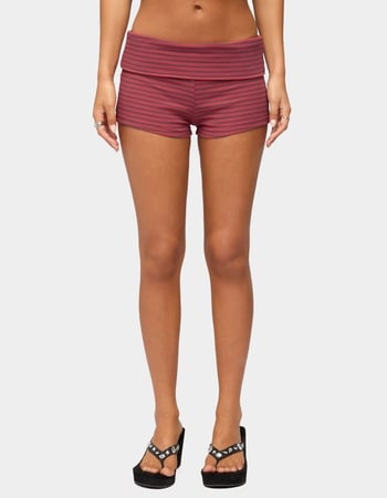 EDIKTED Monikah Striped Foldover Micro Shorts Primary Image