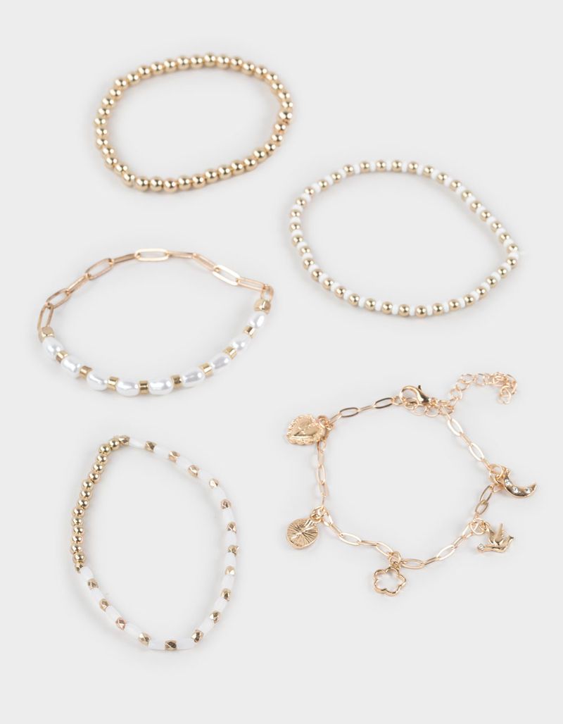 FULL TILT 5 Pack Beaded Heart/Pearl Bracelets image number 0
