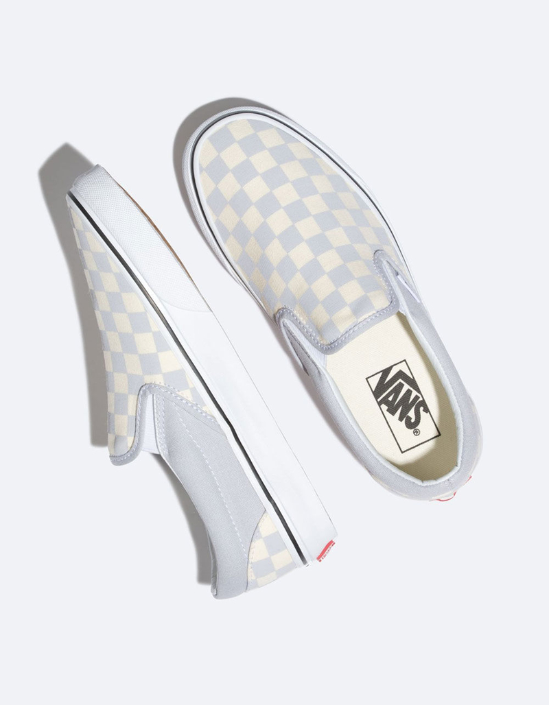 VANS Checkerboard Gray Dawn & True White Womens Slip-On Shoes image number 2