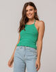 FULL TILT Ribbed Stripe Kelly Womens Halter Crop Top image number 1