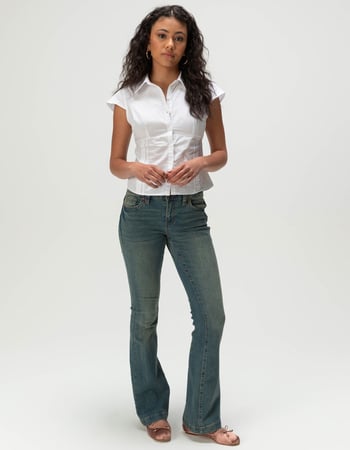 RSQ Womens Button Up Shirt Alternative Image