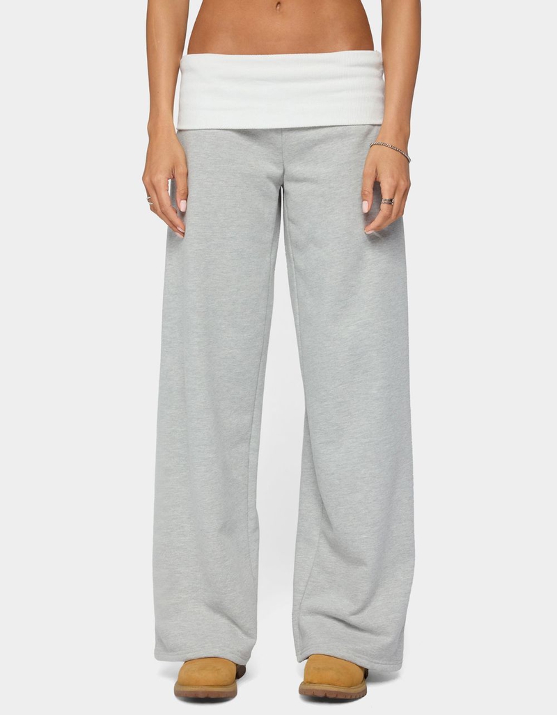 EDIKTED Idha Contrast Foldover Baggy Sweatpants image number 0