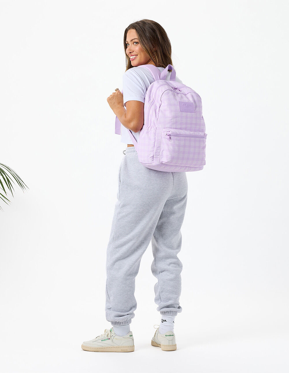 ALOHA Collection Palaka Check Travel Light Backpack - LAVENDAR