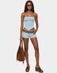 EDIKTED Zaida Asymmetric Denim Strapless Top image number 5