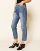 FLYING MONKEY Ankle Crop Ripped Womens Straight Leg Jeans image number 1