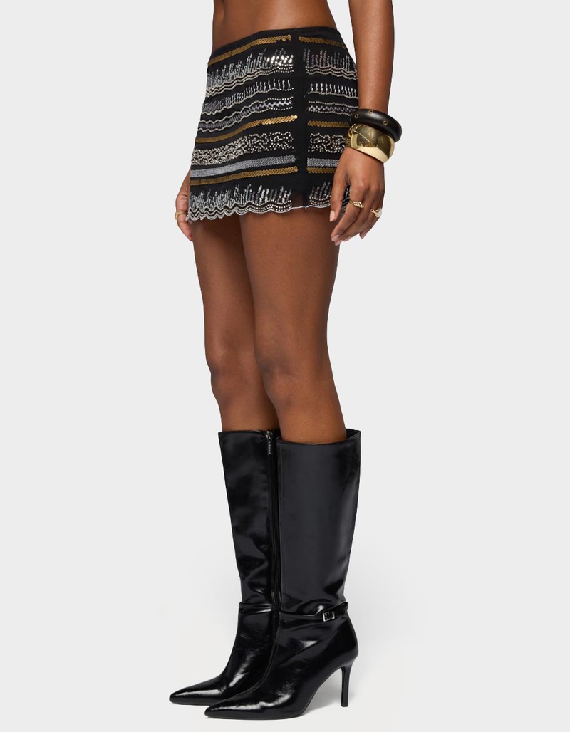 EDIKTED Neah Mixed Sequin Mini Skirt image number 1