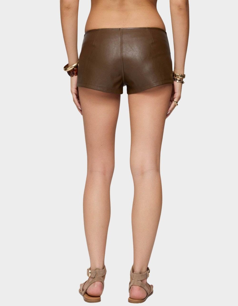 EDIKTED Grommet Faux Leather Micro Shorts image number 2