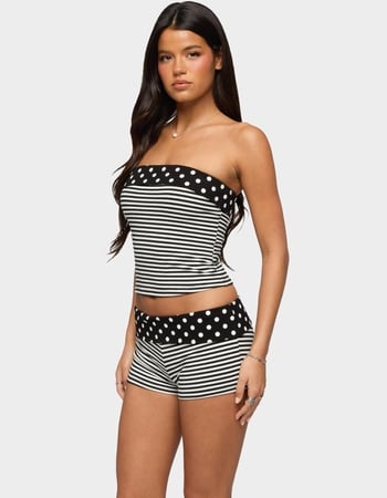 EDIKTED Presley Stripe & Polka Dot Foldover Tube Top Alternative Image