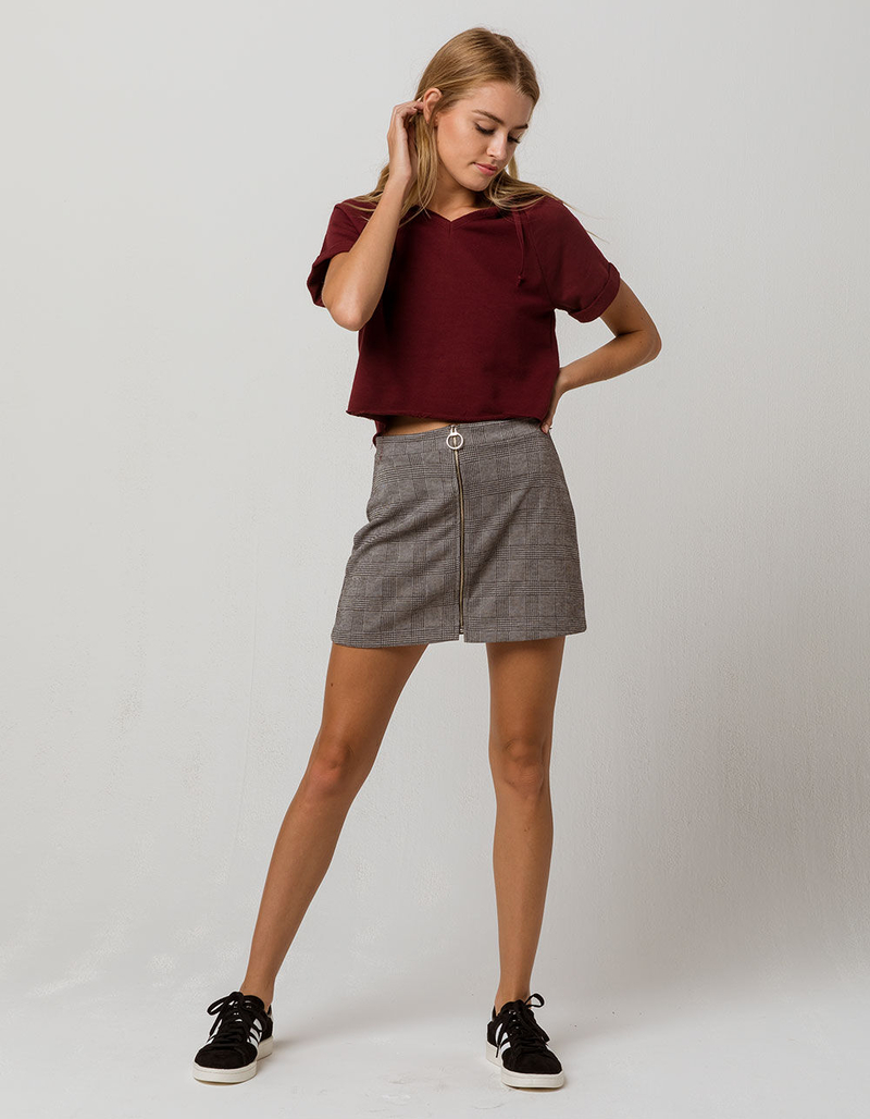 FULL TILT V-Neck Burgundy Womens Hoodie Tee image number 3