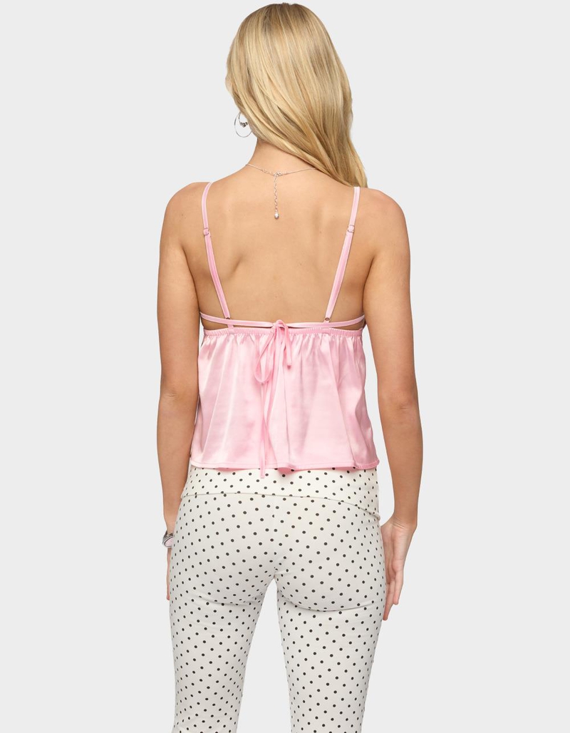 EDIKTED Blanca Satin Effect Lace Trim Tank Top image number 2