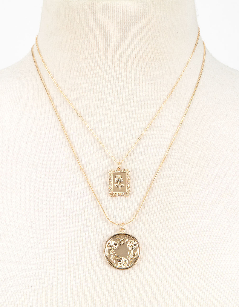 FULL TILT 2 Pack Rose Pendant Necklaces image number 1