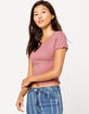 BOZZOLO Ribbed Lettuce Edge Mauve Womens Crop Tee image number 1