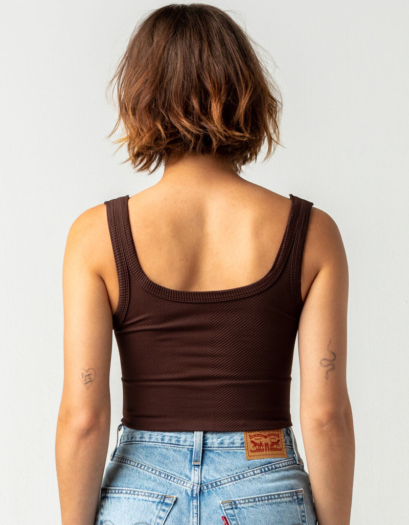 FULL TILT Chevron Rib Womens Brown Crop Tank image number 2