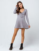 SOCIAL GYPSY Ribbed Tie Front Fit N Flare Dress image number 4
