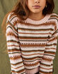 FULL TILT Stripe Open Weave Girls Pullover Sweater image number 4