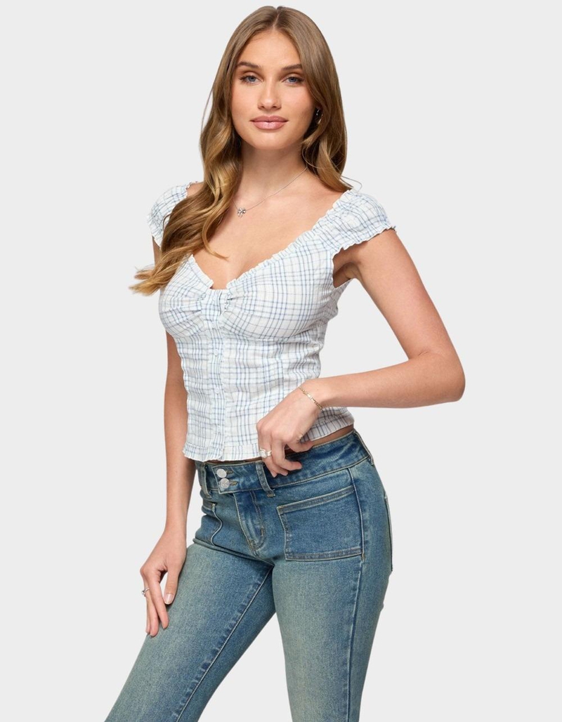 EDIKTED Dolsy Plaid Button Up Top image number 1